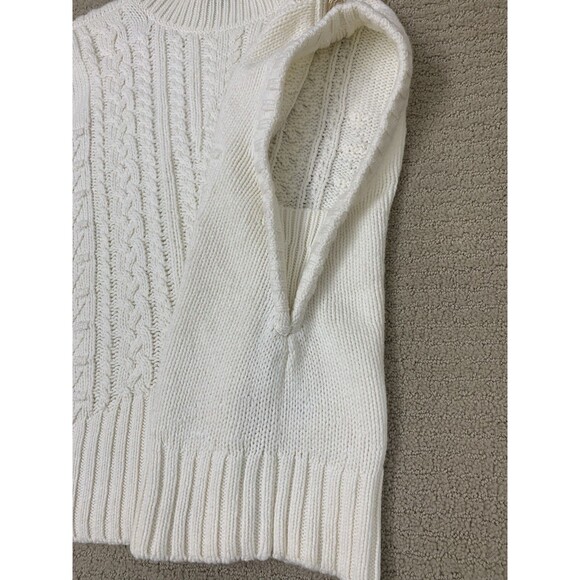 Talbots Sweater Vest White Old Money Chunky Cable Knit Capsule Preppy XL - Picture 5 of 13